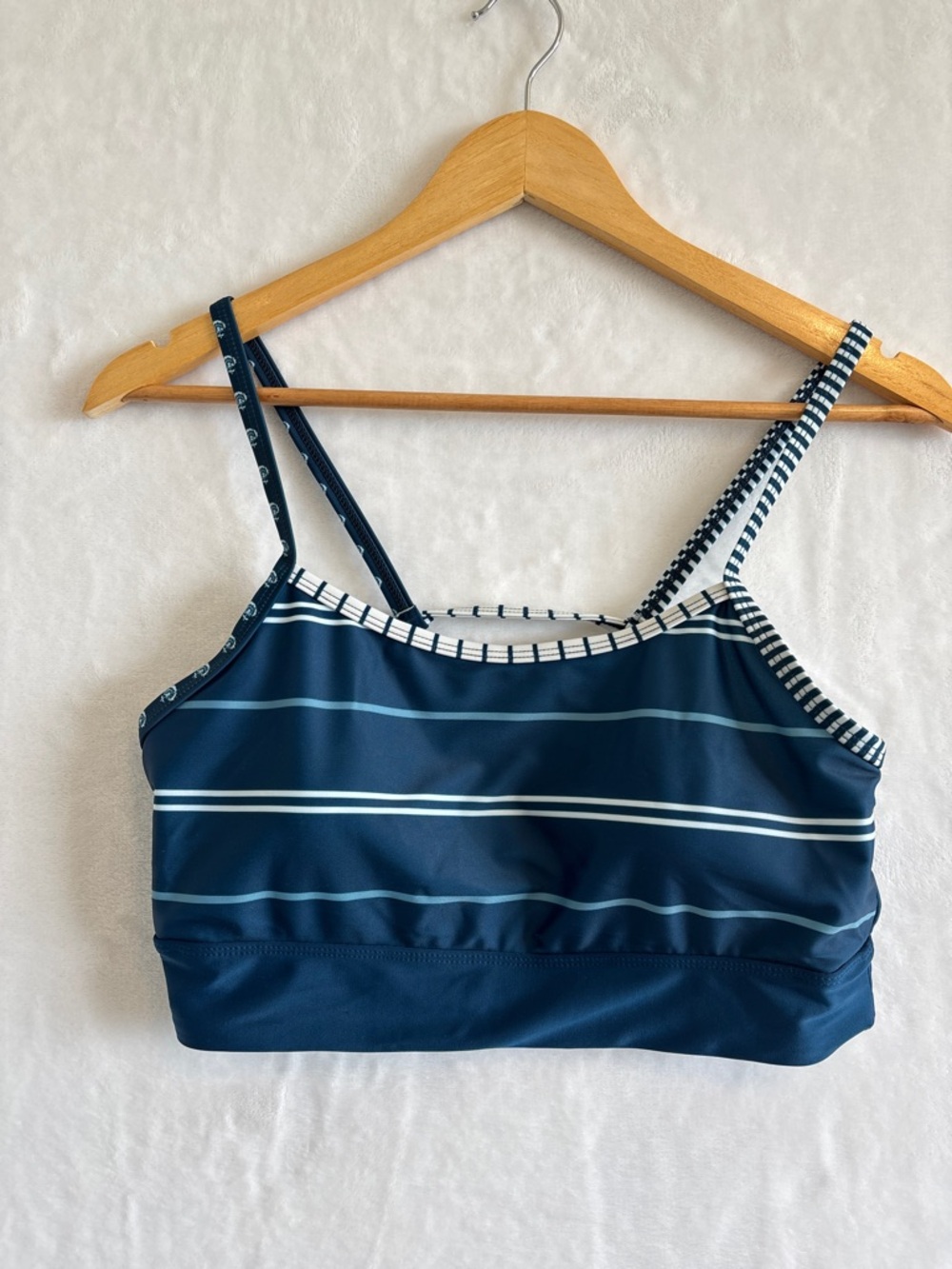 Nani Shaka Striped Navy Blue Swim bikini Top medium